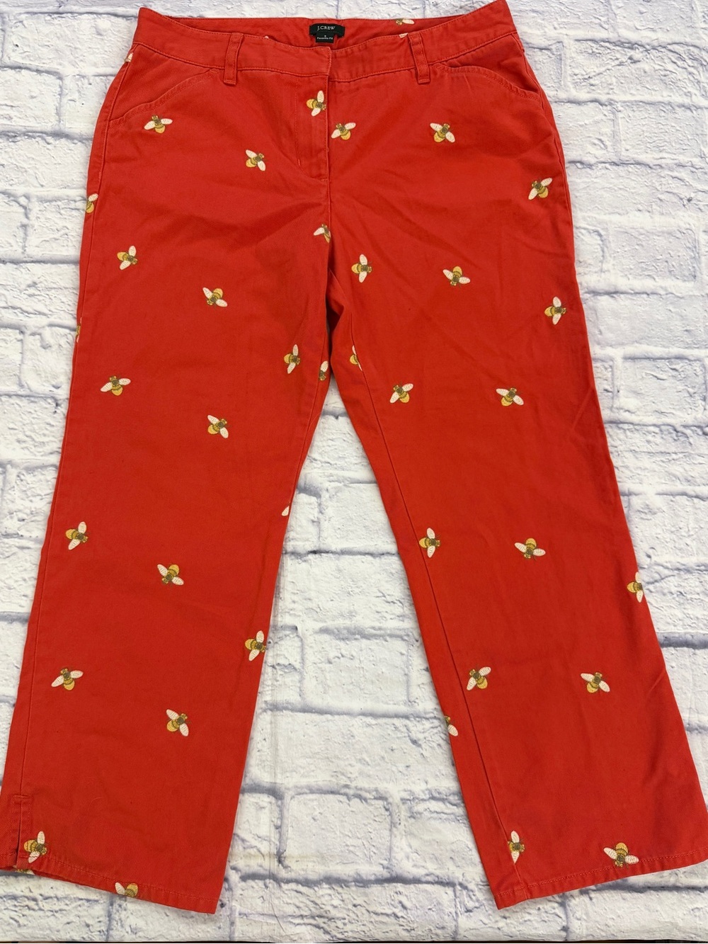 J. Crew Ladies sz 8 vintage Embroidered Bee, Four pocket pants.